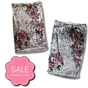 Floral Velvet Knee Length Skirt XL